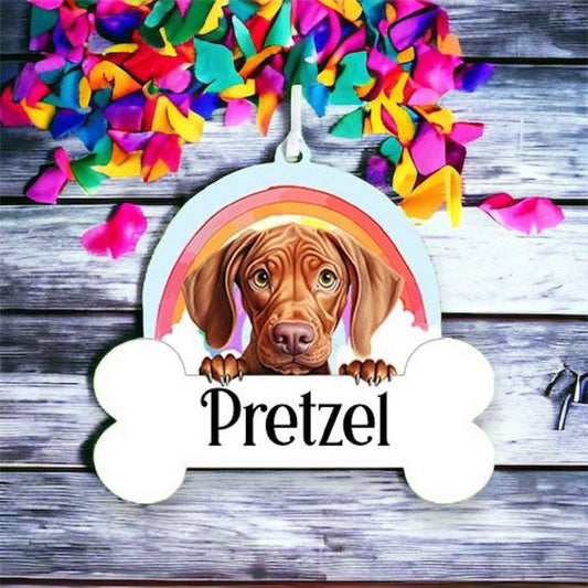 Personalised Vizsla Rainbow Hanging Decoration
