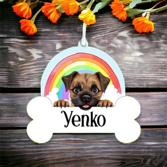 Personalised Border Terrier Rainbow Hanging Decoration
