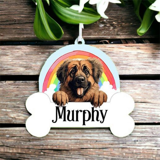 Personalised Leonberger Rainbow Hanging Decoration