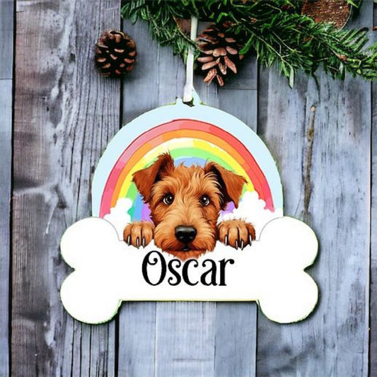 Personalised Irish Terrier Rainbow Hanging Decoration