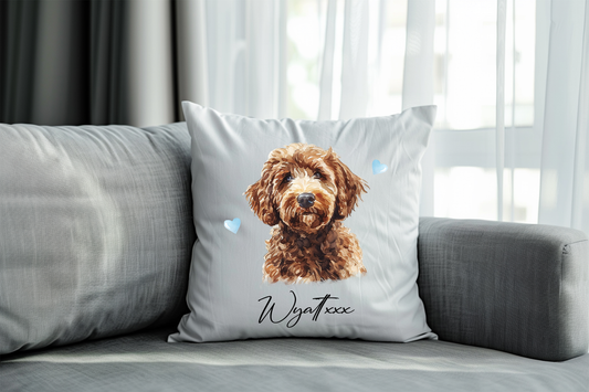 Personalised Labradoodle Hearts Cushion Keepsake Gift