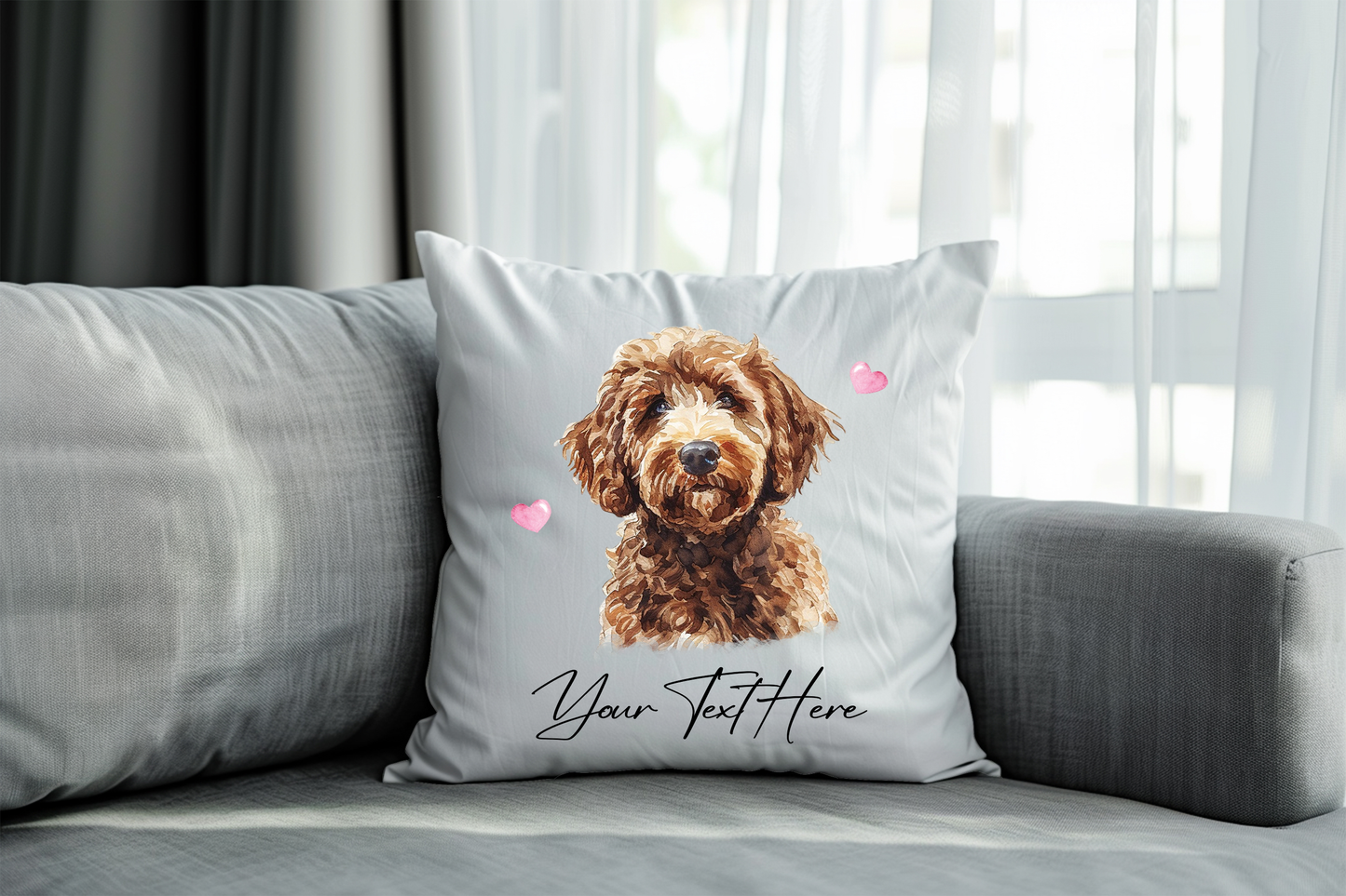 Personalised Labradoodle Hearts Cushion Keepsake Gift