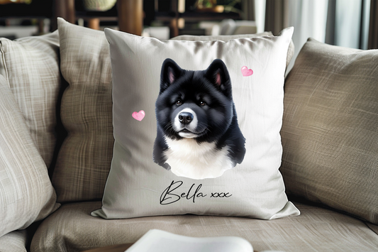 Personalised Akita Hearts Cushion Keepsake Gift