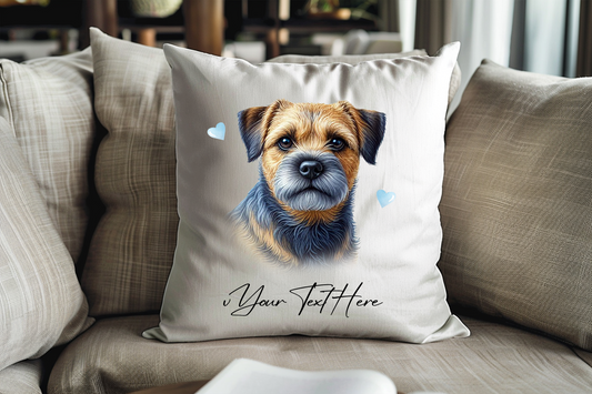 Personalised Border Terrier Hearts Cushion Keepsake Gift