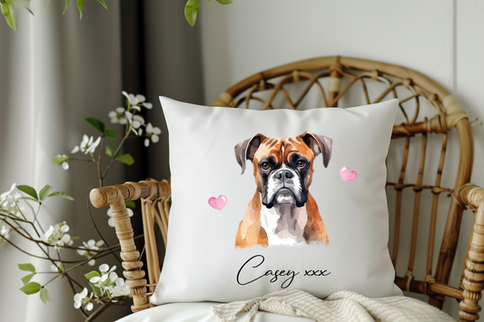 Personalised Boxer Hearts Cushion Keepsake Gift