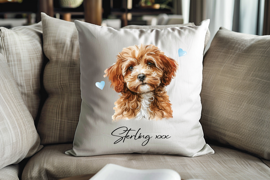 Personalised Cavapoo Hearts Cushion Keepsake Gift