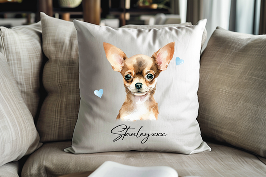 Personalised Chihuahua Hearts Cushion Keepsake Gift