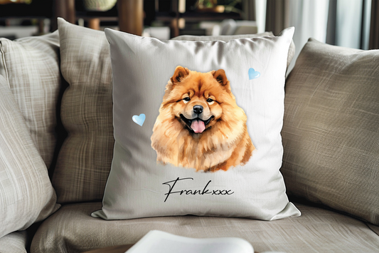 Personalised Chow Chow Hearts Cushion Keepsake Gift