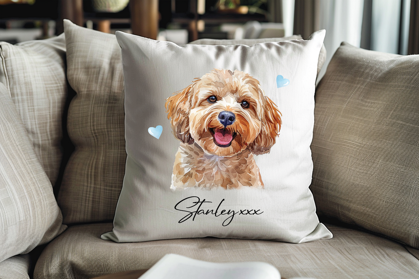 Personalised Cockapoo Hearts Cushion Keepsake Gift