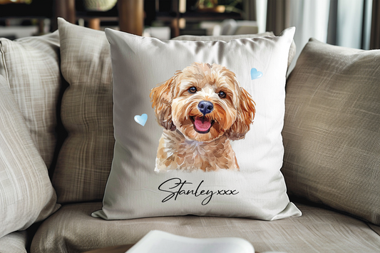 Personalised Cockapoo Hearts Cushion Keepsake Gift