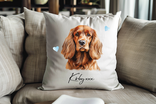 Personalised Cocker Spaniel Hearts Cushion Keepsake Gift