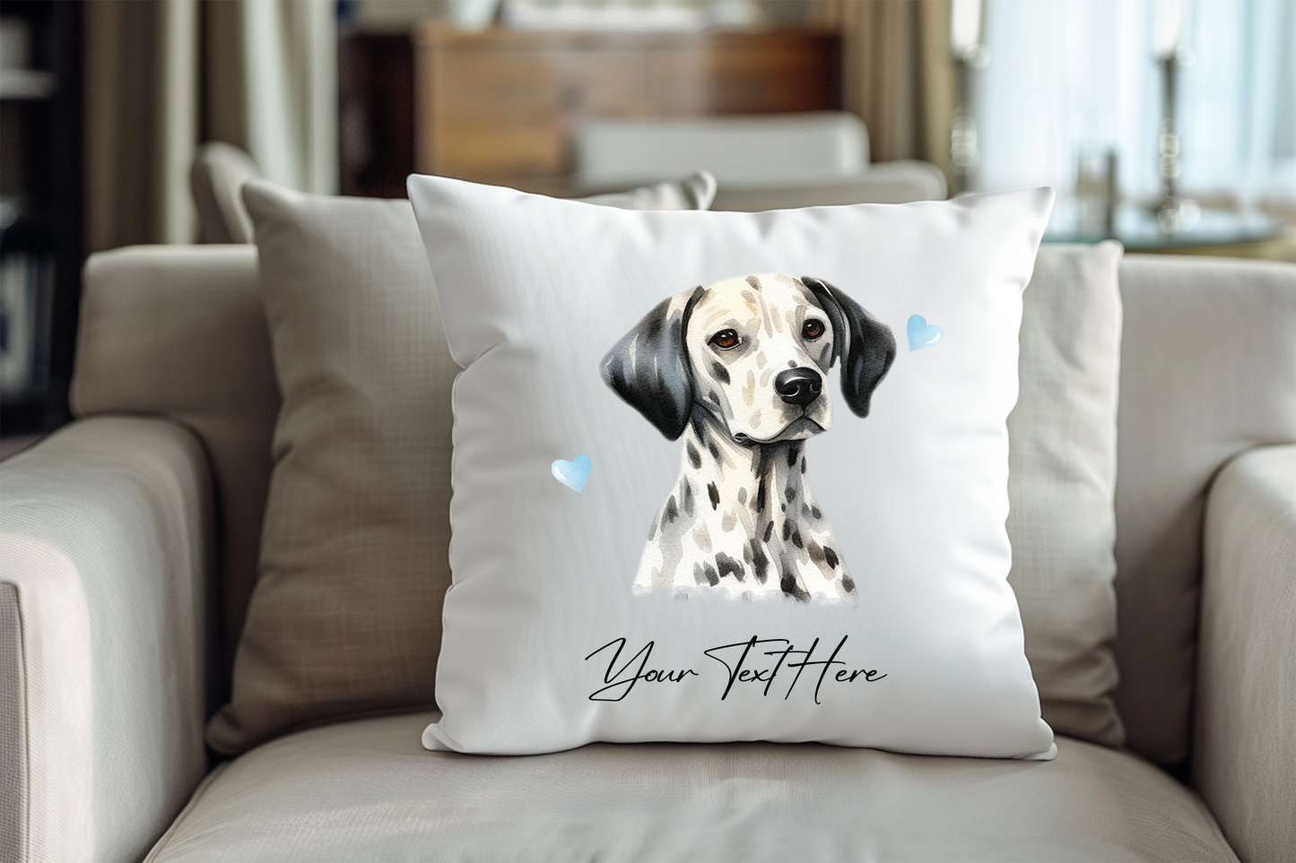 Personalised Dalmation Dachshund Hearts Cushion Keepsake Gift