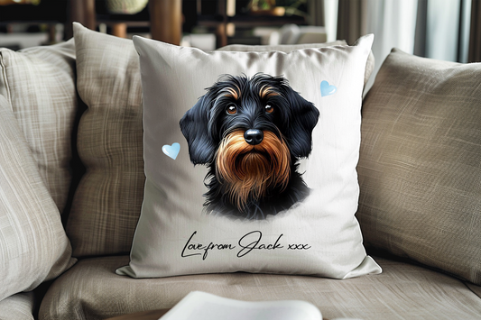 Personalised Wirehaired Dachshund Hearts Cushion Keepsake Gift