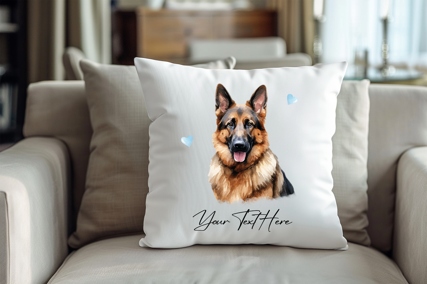 Personalised German Shepard Hearts Cushion Keepsake Gift