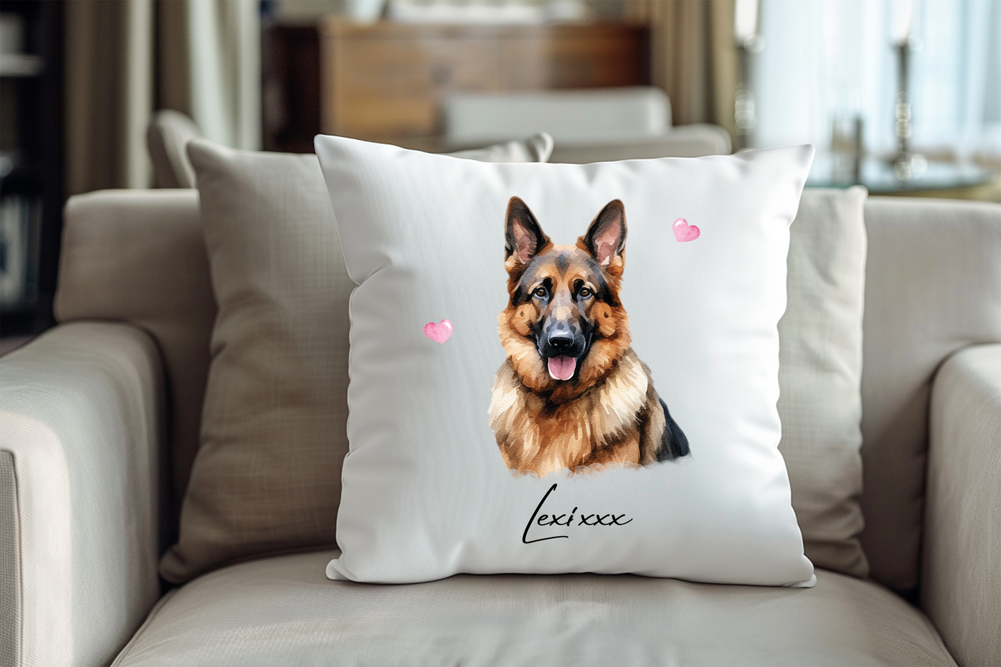 Personalised German Shepard Hearts Cushion Keepsake Gift