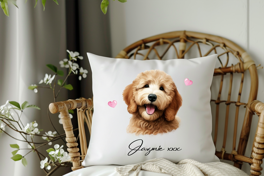 Personalised Golden Retriever Hearts Cushion Pet Keepsake Gift