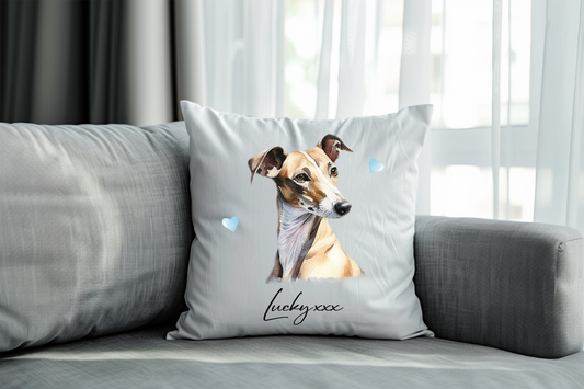 Personalised Greyhound Hearts Cushion Pet Keepsake Gift