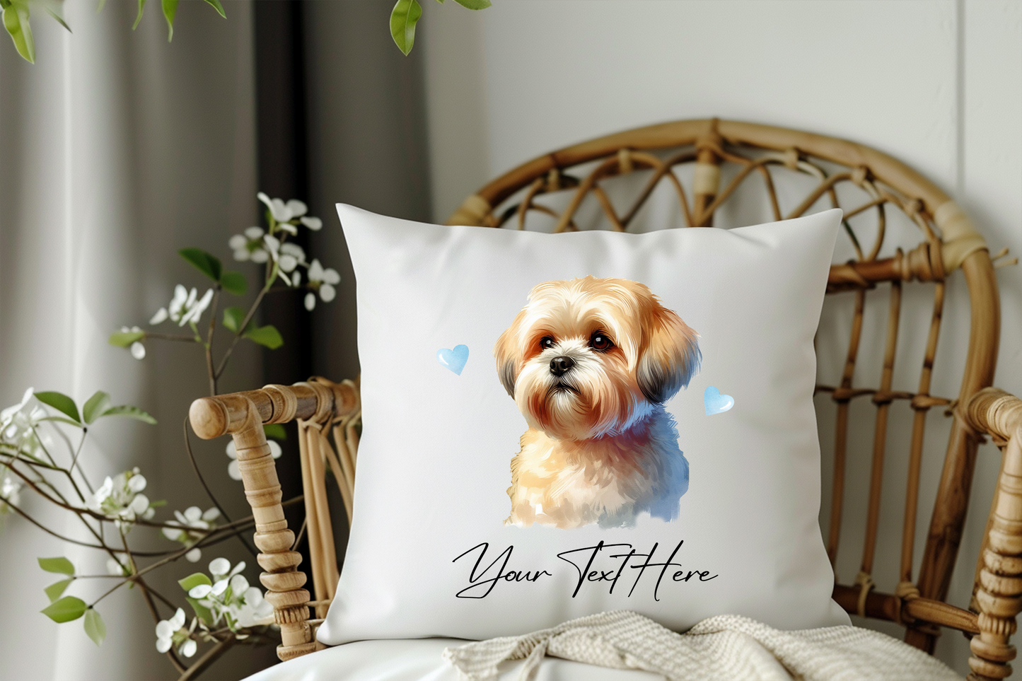 Personalised Shorthaired Lhasa Apso Hearts Cushion Pet Keepsake Gift