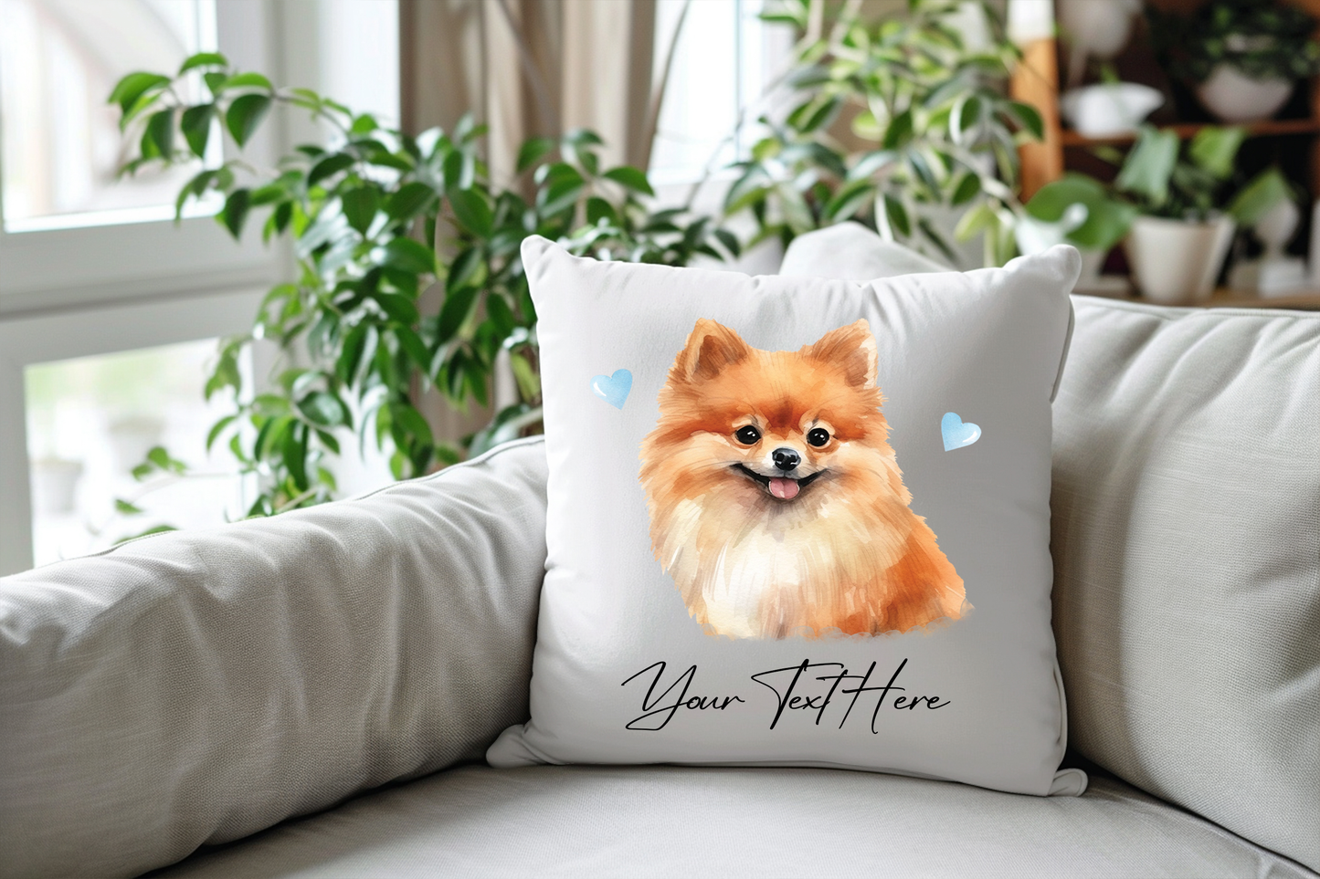 Personalised Pomeranian Hearts Cushion Pet Keepsake Gift