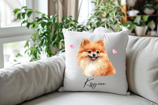 Personalised Pomeranian Hearts Cushion Pet Keepsake Gift