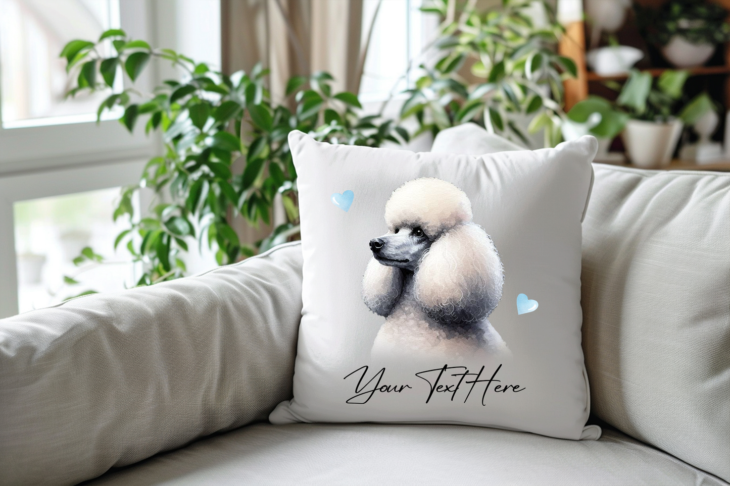 Personalised Poodle Hearts Cushion Pet Keepsake Gift