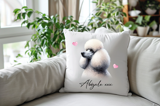 Personalised Poodle Hearts Cushion Pet Keepsake Gift