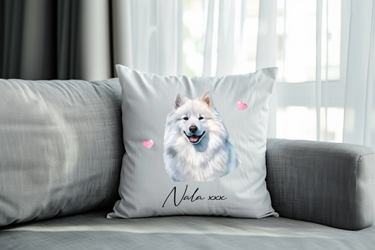 Personalised Samoyed Hearts Cushion Pet Keepsake Gift