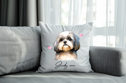 Personalised Shih Tzu Hearts Cushion Pet Keepsake Gift