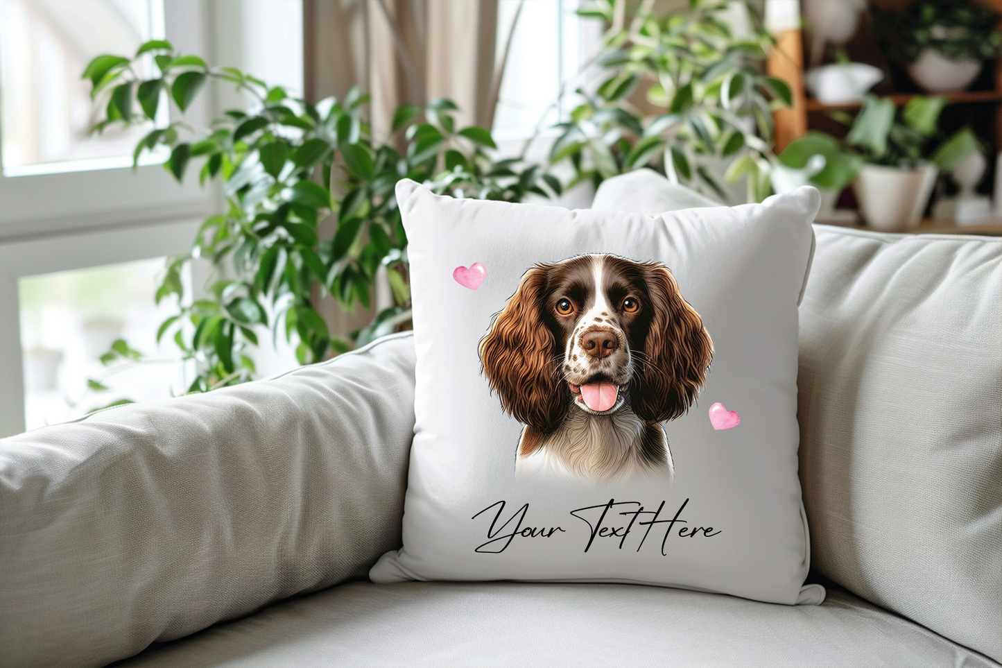 Personalised Welsh Springer Spaniel Hearts Cushion Pet Keepsake Gift