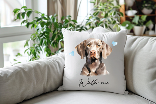 Personalised Weimaraner Hearts Cushion Pet Keepsake Gift