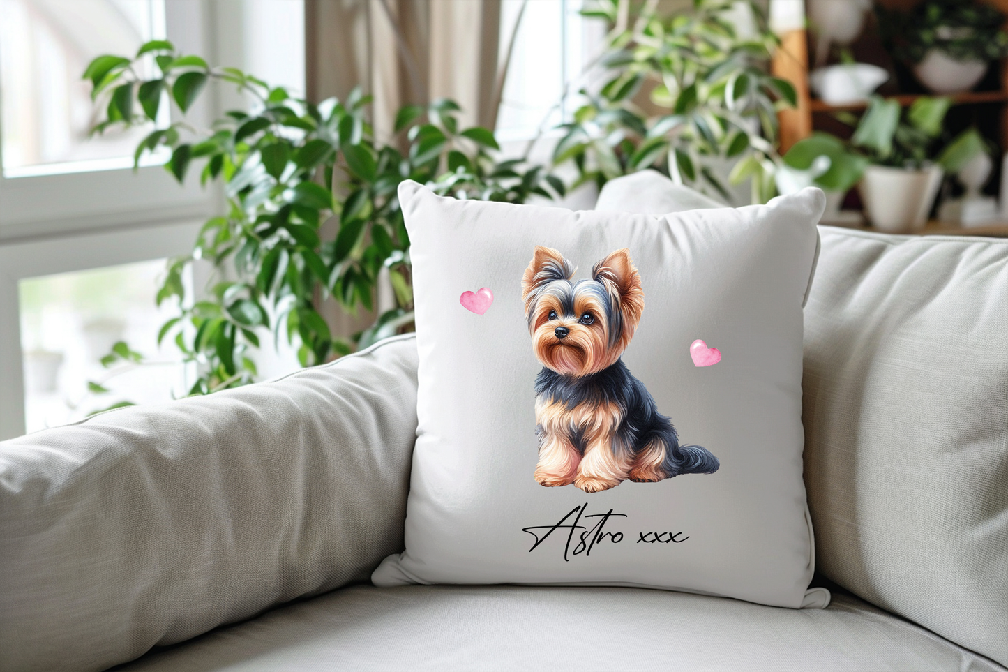 Personalised Yorkshire Terrier Hearts Cushion Pet Keepsake Gift B