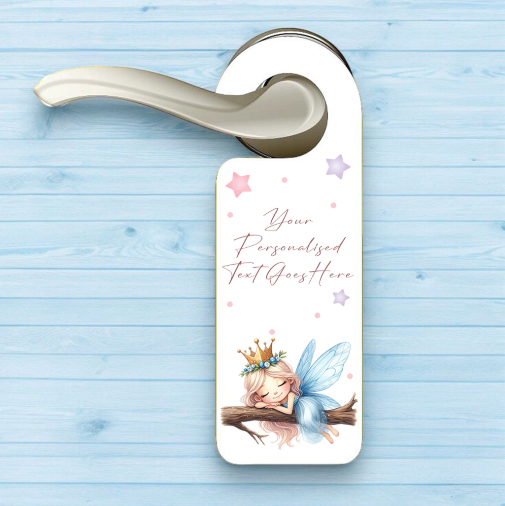Personalised Fairy Blue - Sleeping Door Hanger Gift
