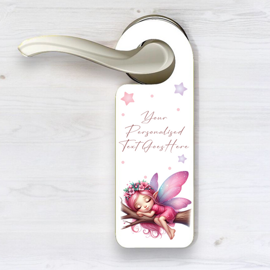 Personalised Fairy Bright Pink - Sleeping Door Hanger Gift