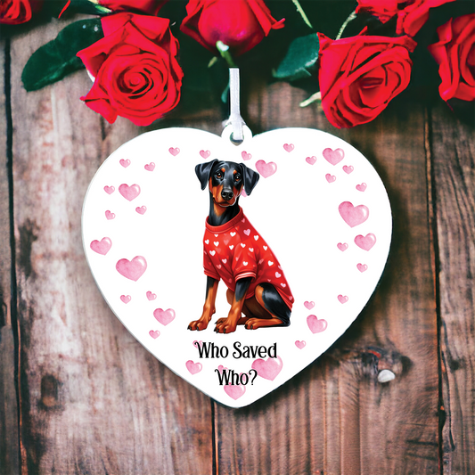 Personalised Doberman Red Dog Love Decoration