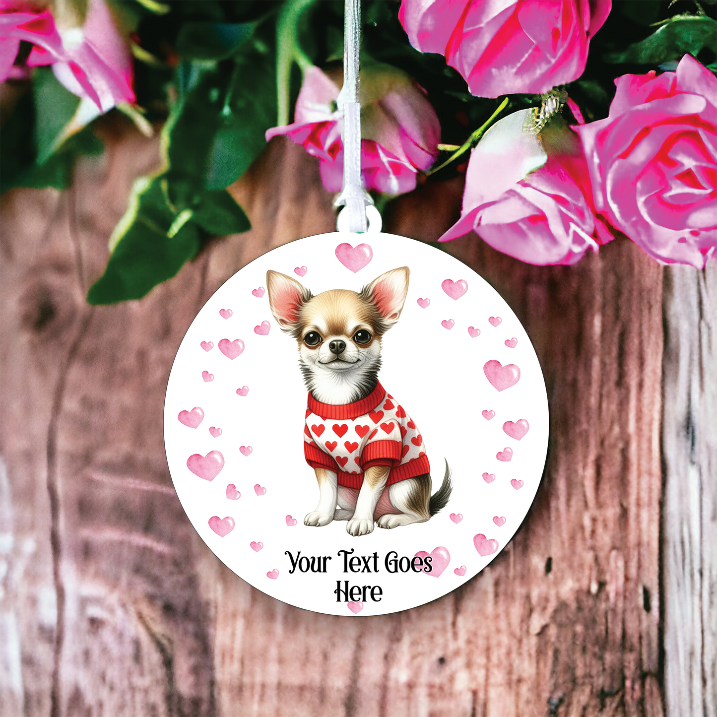 Personalised Chihuahua Dog in Red Love Decoration