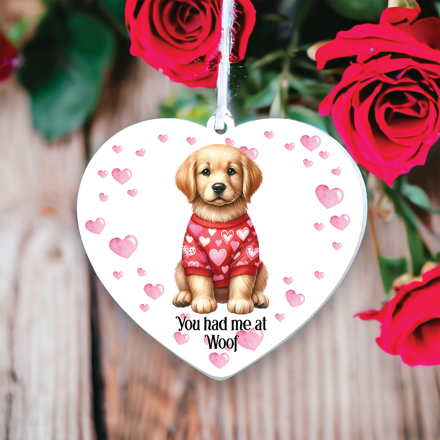 Personalised Golden Retriever Love Decoration