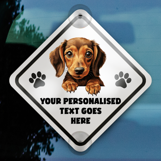 Personalised Dog On Board Car Window Sign - Dachshund
