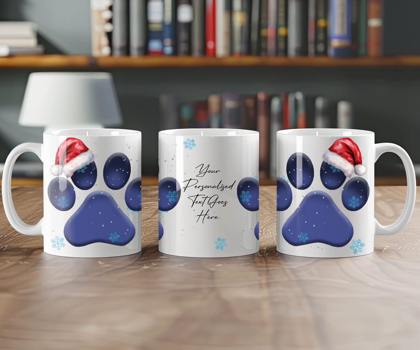 Personalised Christmas Dog Paw - Snow Theme - Gift Mug
