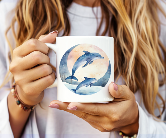 Personalised Keepsake Dolphins - Gift Mug, by Floppsie Moppsie – floppsiemoppsie at floppsiemoppsie.co.uk