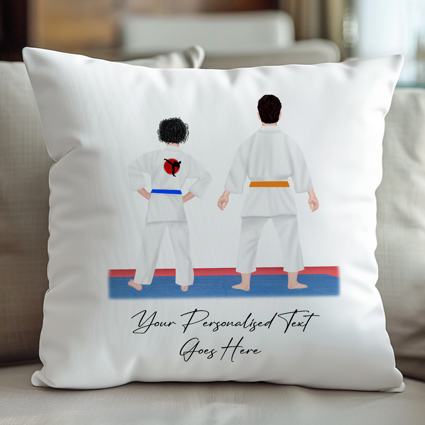 Personalised Karate, Judo, Ju Jitsu, Taekwondo Martial Arts Gi Creator - Cushion - 2 People
