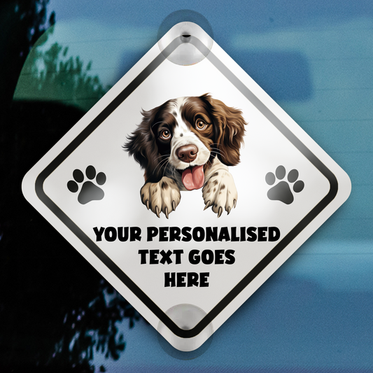 Personalised Dog On Board Car Window Sign - English Springer Spaniel