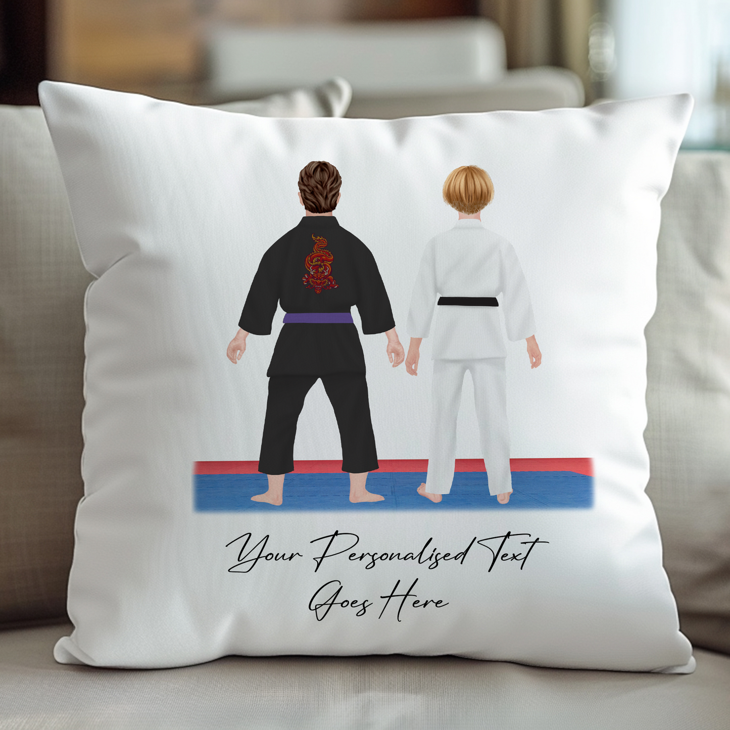 Personalised Karate, Judo, Ju Jitsu, Taekwondo Martial Arts Gi Creator - Cushion - 2 People