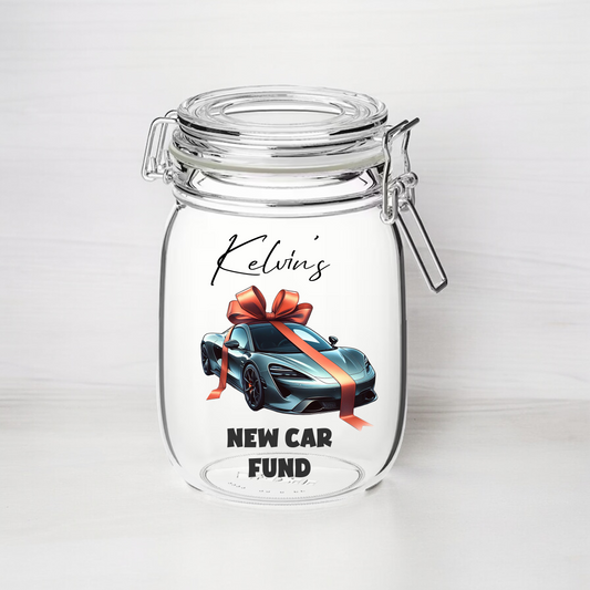 Personalised New Car Fund - Kilner Style Gift Jar - FJ02