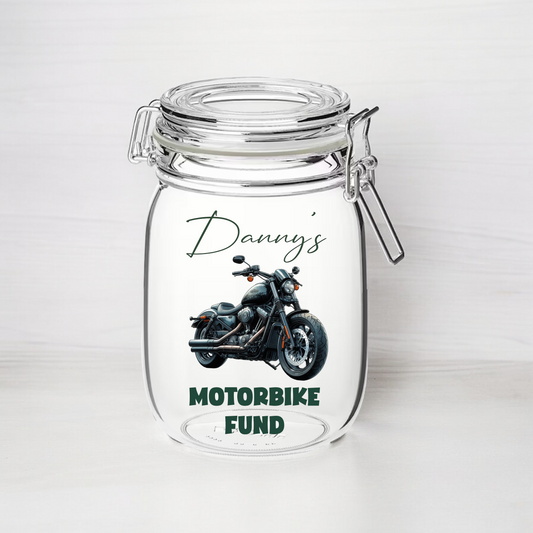 Personalised Motorbike Fund - Kilner Style Gift Jar - FJ04