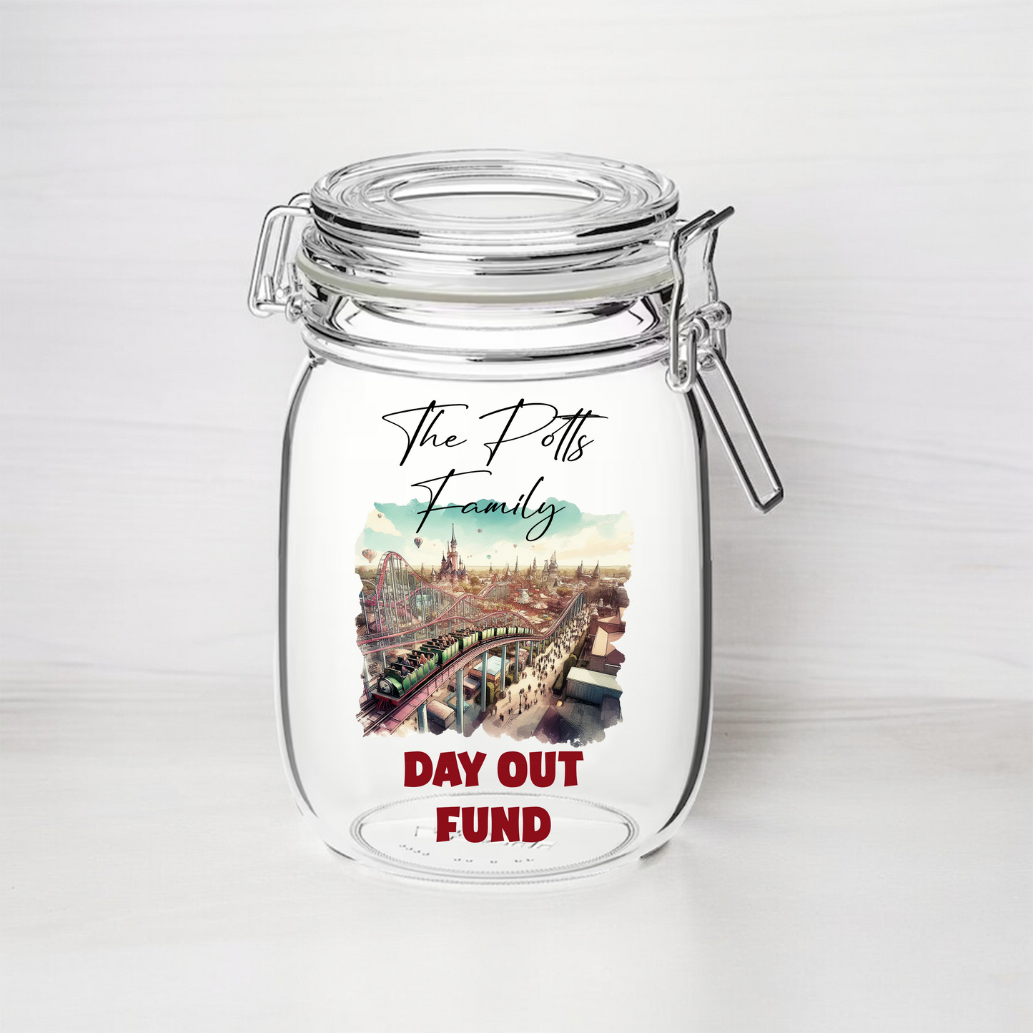Personalised Day Out Fund - Kilner Style Gift Jar - FJ06