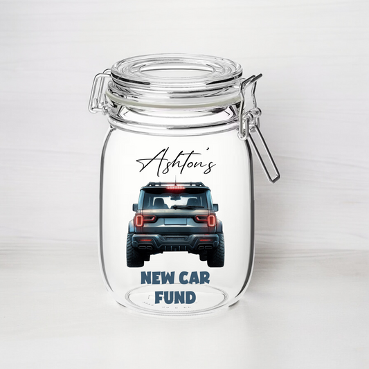 Personalised New Car Fund - Kilner Style Gift Jar B - FJ16