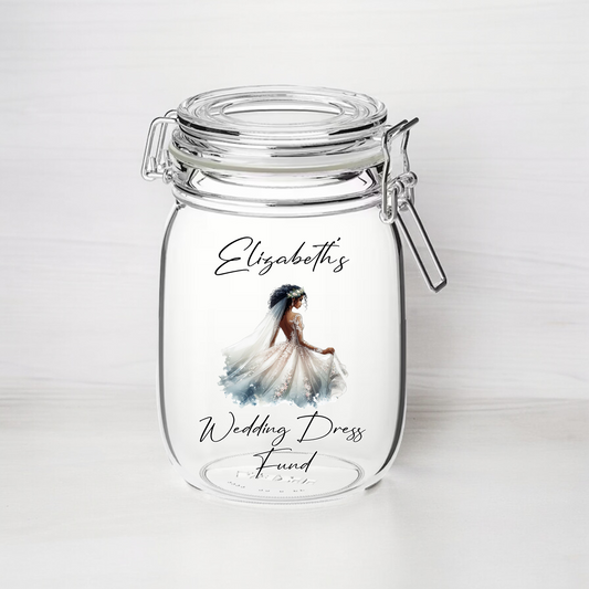 Personalised Wedding Dress Fund - Kilner Style Gift Jar B - FJ28