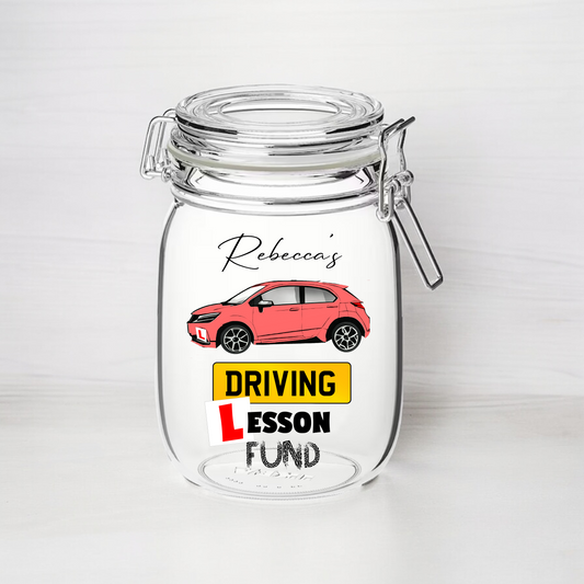 Personalised Driving Lesson Fund - Kilner Style Gift Jar - FJ32