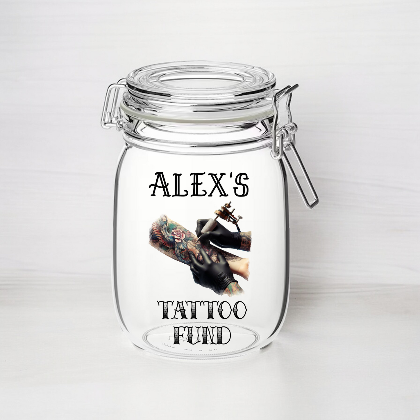 Personalised Tattoo Fund - Kilner Style Gift Jar - FJ33