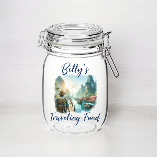 Personalised Traveling Fund - Kilner Style Gift Jar - FJ35